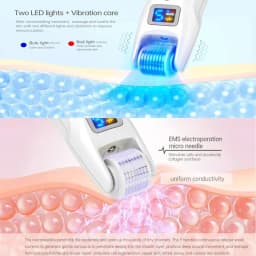 Bio Roller G5 540 Needles EMS Microneedling Derma Roller LED Light Therapy Vibration Microcurrent Facial Device With 2Pcs Heads
