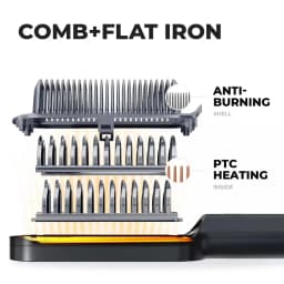 TYMO RING Curly Hair Straightener with 20s Fast Heating, 5 Thermostatic Level Hot Hair Straightener Combs, 30-Minute Auto-Off