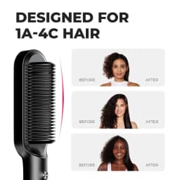 TYMO RING Curly Hair Straightener with 20s Fast Heating, 5 Thermostatic Level Hot Hair Straightener Combs, 30-Minute Auto-Off