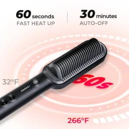 TYMO RING Curly Hair Straightener with 20s Fast Heating, 5 Thermostatic Level Hot Hair Straightener Combs, 30-Minute Auto-Off