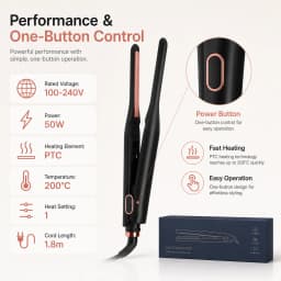 Small Flat Iron for Short Hair Pencil Flat Iron Mini Hair Straightener Ceramic Beard Straightener Tiny Hair Straightening Iron