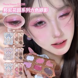 Flower Knows Bunny Garden Matte Pearlescent Powder Fine 6 Color Eye Shadow Contour Palette Long Lasting Makeup Glitter Eyeshadow