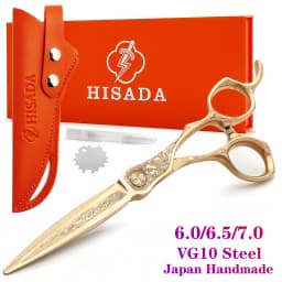 HISADA Barber Scissors Japanese Handmade VG10 Material Scissors 6-7 Inch Rose Gold Scissors Professional Hairdressing Scissors