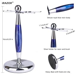iRAZOR Luxury Safety Razor Holder Brush Resin Stand - Extra Wide Openings Barber Shop Tool Grooming Shaving Accessories
