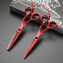 Hair Scissors Cutting+Thinning Set Salon Shears Barber Scissors Shop 6 Inch Hairdressing Scissors Professional High Quality Red