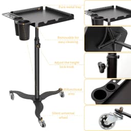Metal Hairstylist Tray Rolling Cart for Hair Multi-function Salon Trolley Cart with Holder and Separator Stand Styling Tools 
