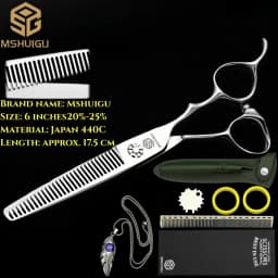 MSHUIGU Professional Barber Scissors Set Japanese 440C 6-6.5-7 Inch Hair Thinning Scissors Suitable for Home and Salon Hairdress