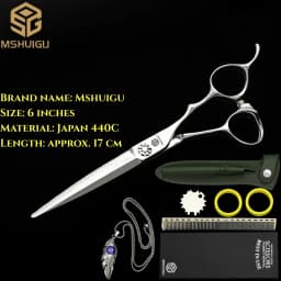 MSHUIGU Professional Barber Scissors Set Japanese 440C 6-6.5-7 Inch Hair Thinning Scissors Suitable for Home and Salon Hairdress