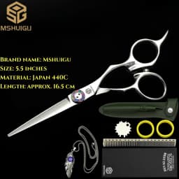 MSHUIGU Professional Barber Scissors Set Japanese 440C 6-6.5-7 Inch Hair Thinning Scissors Suitable for Home and Salon Hairdress