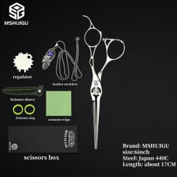 MSHUIGU Professional Barber Scissors Set Japanese 440C 6-6.5-7 Inch Hair Thinning Scissors Suitable for Home and Salon Hairdress