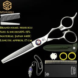 MSHUIGU Professional Barber Scissors Set Japanese 440C 6-6.5-7 Inch Hair Thinning Scissors Suitable for Home and Salon Hairdress