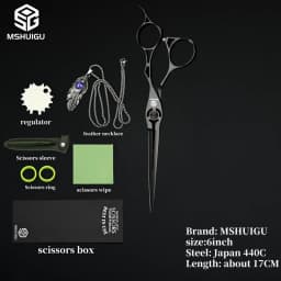 MSHUIGU Professional Barber Scissors Set Japanese 440C 6-6.5-7 Inch Hair Thinning Scissors Suitable for Home and Salon Hairdress