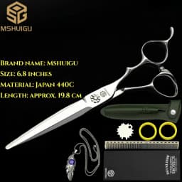 MSHUIGU Professional Barber Scissors Set Japanese 440C 6-6.5-7 Inch Hair Thinning Scissors Suitable for Home and Salon Hairdress