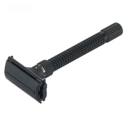 Adjustable Precision Men's Razor - Double Edge Safety Butterfly Brass Metal Handle for Beard & Mustache Grooming With 5 Blades