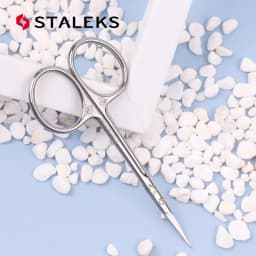 1pc STALEKS SX-21/1m Manicure Dead Skin Scissors Russian Style Olecranon Eyebrow Scissor Magnolia Pattern Exfoliating Nail Tool
