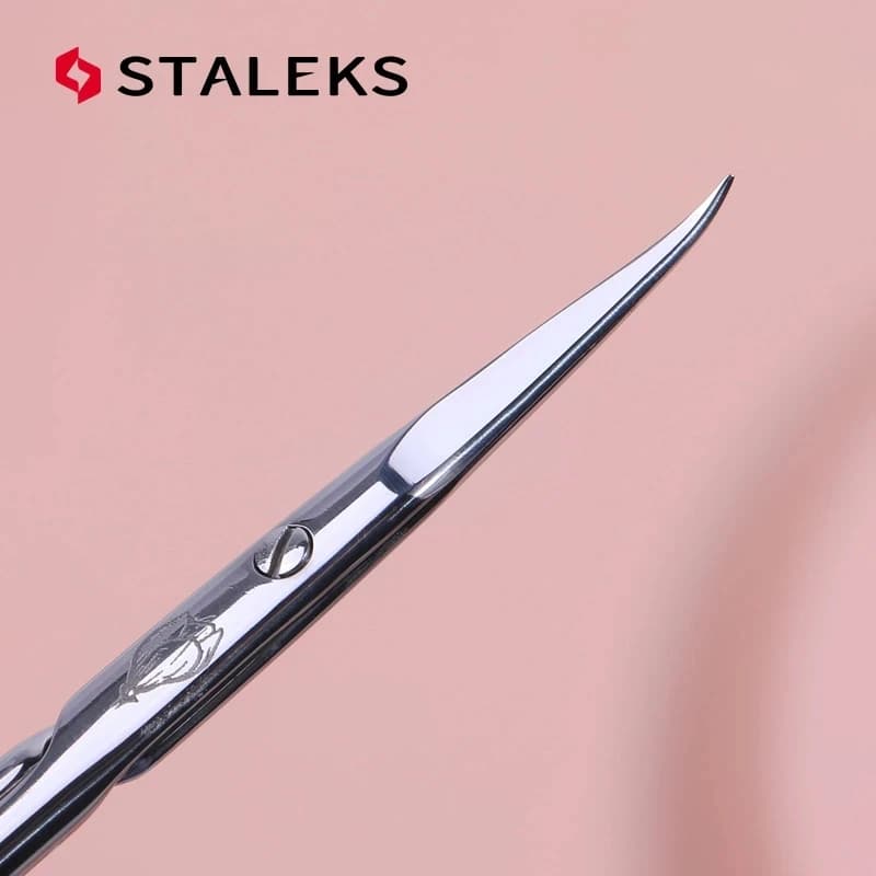 1pc STALEKS SX-21/1m Manicure Dead Skin Scissors Russian Style Olecranon Eyebrow Scissor Magnolia Pattern Exfoliating Nail Tool