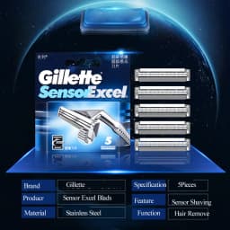 Gillette Sensor Excel Men's Razor Blade Replace Heads Beard Shaving 2-Layer Shaver Blades for Vector 3 Razor