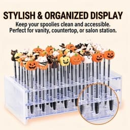 51Pcs Halloween Eyelash Spoolie Brush Set 50 Random Mascara Wands with 50-Hole Organizer Box Eyebrow Extension DIY Makeup Tools