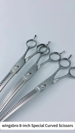 Wingsbro 8 Inch Dog Curved Shark Scissors, Pet Grooming Thinning Scissors, Dog Grooming and Hair Trimming Tool