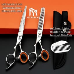 Professional Left Hand Barber Scissors,Set of 6-6.5-6.8 Inches Hairdressing Scissors,Hitachi 440C Steel Barbershop Accessories