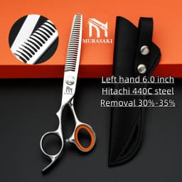 Professional Left Hand Barber Scissors,Set of 6-6.5-6.8 Inches Hairdressing Scissors,Hitachi 440C Steel Barbershop Accessories