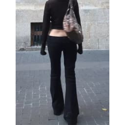 Women's Low Rise Jeans Black Flared Denim Pants Gyaru American Retro Korean Cyber Punk Trumpet Jeans Y2k Skinny Bell Bottom New