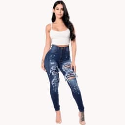 HOLE Denim Women 2026 High Waist Ripped Jeans for Women Skinny Black Pockets Jeans Woman Elastic Slim Jean Female Femme Pants
