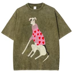 Funny Dachshund Dog Printing Washed T-Shirts Women Cotton Oversize Streetwear O-Neck Comfortable Distressed Tops Summer Clothes