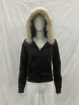 Y2K Harajuku Gothic Women's Hoodie Sexy Slim Chic Suede Fur Collar Letter Print Cardigan Sweatshirt Female Streetwear