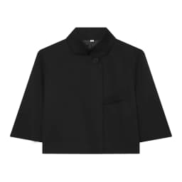 Women's Cropped Short Blazer New 2026 Spring Summer High-Neck Short Sleeve Button Simple Solid Women Coat Female Chic Tops