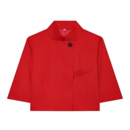 Women's Cropped Short Blazer New 2026 Spring Summer High-Neck Short Sleeve Button Simple Solid Women Coat Female Chic Tops