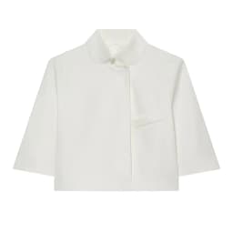 Women's Cropped Short Blazer New 2026 Spring Summer High-Neck Short Sleeve Button Simple Solid Women Coat Female Chic Tops