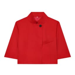 Women's Cropped Short Blazer New 2026 Spring Summer High-Neck Short Sleeve Button Simple Solid Women Coat Female Chic Tops