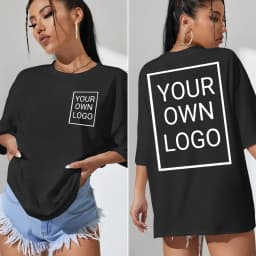 Double Sided Customized LOGO Picture Women T-Shirt Summer Y2K Loose Short Sleeves Comfortable T Shirts Crewneck DIY Tee Tops