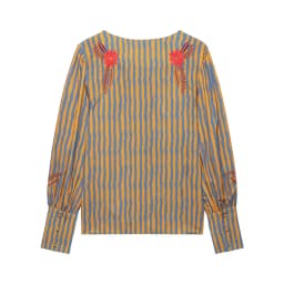 Women's Jackets Coats Autumn New Fashion Striped Floral Embroidery Jacket Women Coats Vintage Female Outerwear Chic Tops