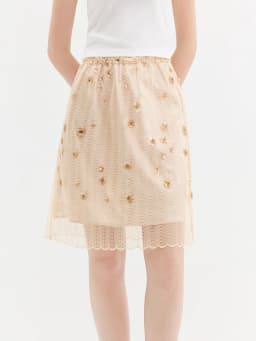 FSLE 【Premium Series】2026 Arrival New Women's High-Waisted Heavy Beaded & Sequin A-Line Skirt Hip-Hiding Slim Fit Stylish Skirt