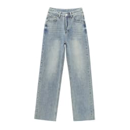 ETJ Wide-leg High-waisted Jeans Women's Classic Everything With Five Pockets Washed Soft Comfortable Ultra-long Jeans6045022