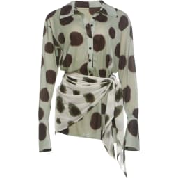 Weird Puss Silk Scarf Strap Patchwork Dress Women Sexy Single-Breasted Full Sleeve Polka Dot Print Hottie Music Festival Bodycon