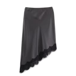 BSAY Lace Asymmetry Satin Texture Skirt Women Fashion Autumn Winter New Solid Chic Female High Waist Elegant Skirts Mujer