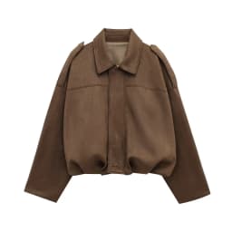 MUJER Faux Suede Bomber Jackets for Women Zip Oversized Jacket Woman Outerwears Padded Varsity Jackets Streetwear Women's Coats