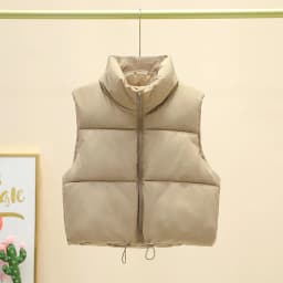 Winter Short Down Sleeveless Vest Women Warm Stand Collar Zipper Jacket Casual Fashion Quilted Cropped Coats Street Outerwears