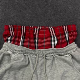 Women's Spring Checkered Double-Waisted Casual Pants Loose Street Fashion Sweatpants with Letter Embroidery