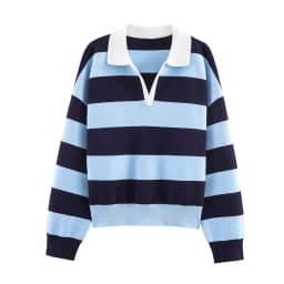 Nlzgmsj 2025 Autumn High Street Chic Women Striped Knitted Sweaters Women Full Sleeve Vintage Style Tops