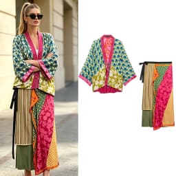 Women Flower Stripe Printed Midi Skirts Two Piece Sets For Women 2026 Summer Chic Tied Blouse Top Suits Woman 2 Piece Outfits