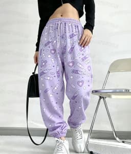 Spring and Autumn Women's Men's Gothic Hip Hop Yami Kawaii Y2K Skull Print Street Style Casual Long Jogger Pants
