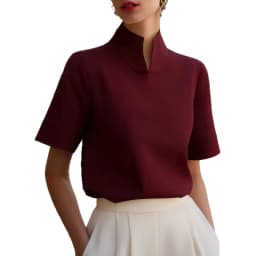 2026 European American Summer Womens Solid Chiffon Stand Collar Shirt for Women Niche Sense Design Temperament Commute Blouse