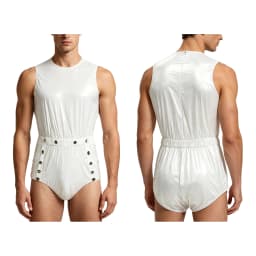 Men Women Waterproof Glossy Bodysuit Leak-proof Washable Diaper Cover Elderly Bedridden Special Needs Adaptive Jumpsuit Swimwear