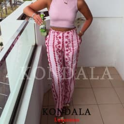 KONDALA Boho Chic Pink Embroidery Women Pants Wide Leg Vintage Holiday Women Pants Fashion 2026 Summer Elegant Long Pants