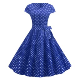 Women Summer Dresses Robe Vintage 1950s 60s Pin Up Big Swing Party Work Wear Rockabilly Dress White Polka Dot Vestidos