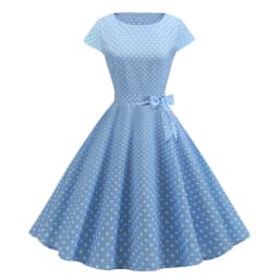 Women Summer Dresses Robe Vintage 1950s 60s Pin Up Big Swing Party Work Wear Rockabilly Dress White Polka Dot Vestidos